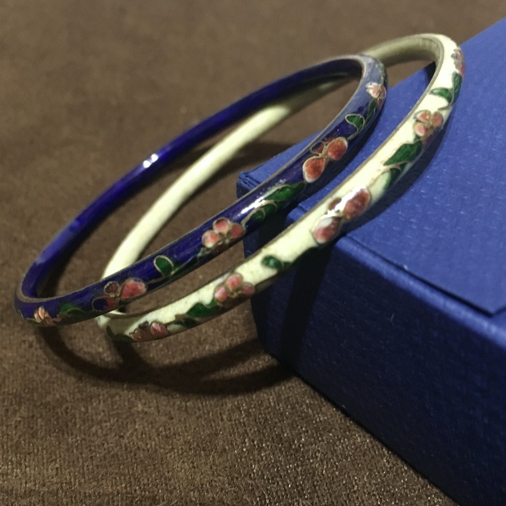 Two Vintage Cloisonné Bangle Bracelets